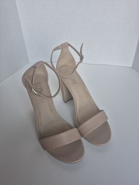 Brash Nude Ankle-Strap Block Heels